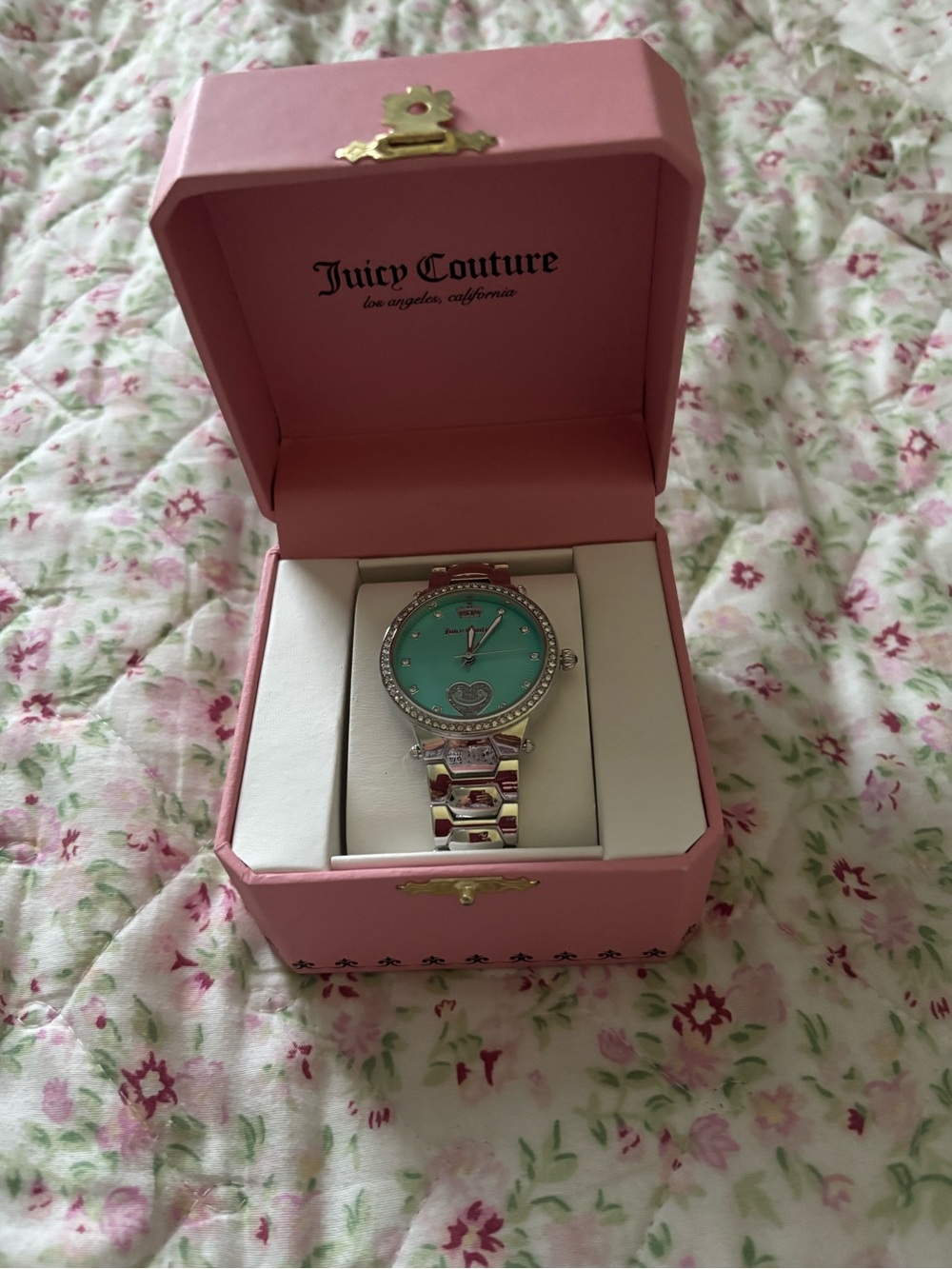 Juicy Couture Silver Bracelet Watch with Turquoise Dial